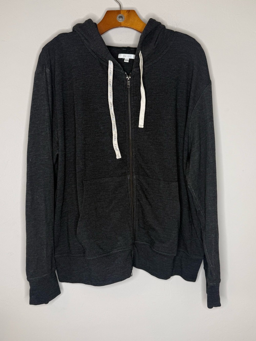 JOHNNY WAS Calme Cozy Zip Up Hoodie size XL charcoal gray lounge